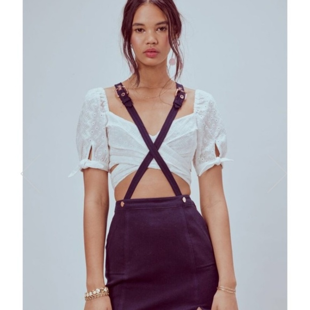 NWT For Love and Lemons Daria Overalls Mini Skirt
